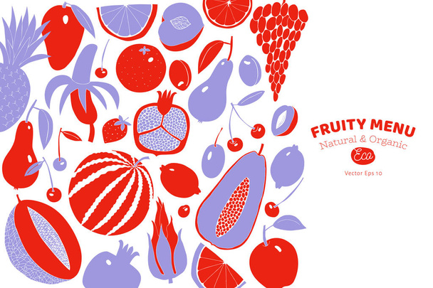Scandinavian hand drawn fruit design template. Monochrome graphi - Vektor, Bild