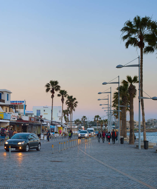 People Paphos Cyprus promenade tourism - Photo, Image