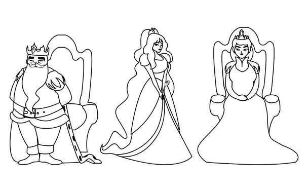 принцесса с королевой и королем на троне сказок характер
 - Вектор,изображение