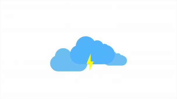 Animación de iconos de sol y nubes y tormentas eléctricas con fondo blanco. Diseño de iconos. Animación de vídeo. Sol brillante animación de dibujos animados aislados
 - Imágenes, Vídeo
