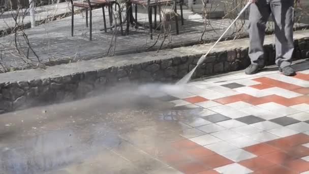 Street cleaning pressure water - Materiaali, video