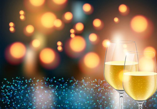 Wijnglas en champagne wijnflessen - Vector, afbeelding