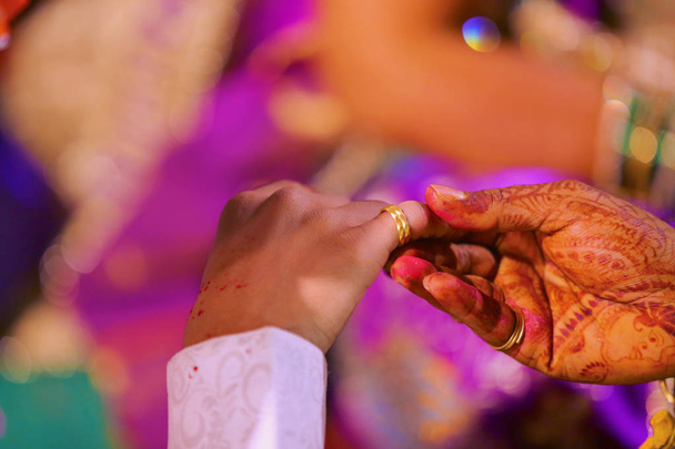 bride and groom hands , indian wedding - Photo, Image