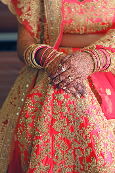 bangles set in bridal hand - Фото, изображение