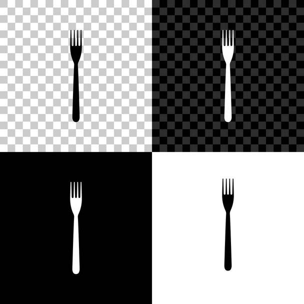 黒、白、透明の背景に分離されたフォークアイコン。ベクトルイラストレーション - ベクター画像