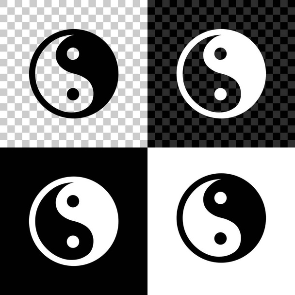 Yin Yang symbole de l'harmonie et l'icône de l'équilibre isolé sur fond noir, blanc et transparent. Illustration vectorielle
 - Vecteur, image