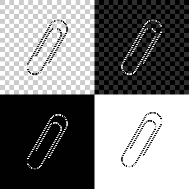 黒、白、透明の背景に分離されたペーパークリップアイコン。ベクトルイラストレーション - ベクター画像