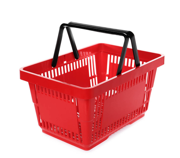 Color plastic shopping basket on white background - Foto, immagini