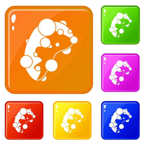 Cell virus icons set vector color - Διάνυσμα, εικόνα