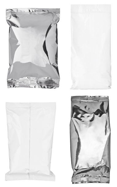 ホワイト シルバー アルミ紙バッグ パッケージ食品テンプレート - 写真・画像