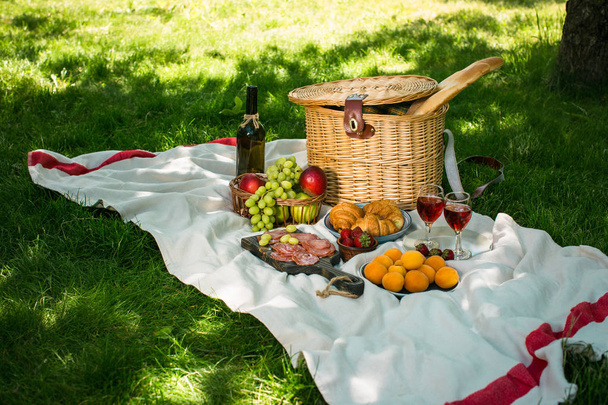 Yeşil çimüzerinde parkta yaz piknik - Fotoğraf, Görsel