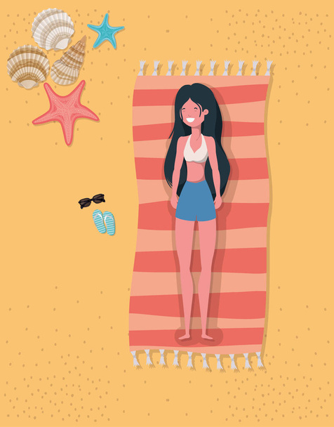 Chica con diseño de trajes de baño de verano
 - Vector, Imagen