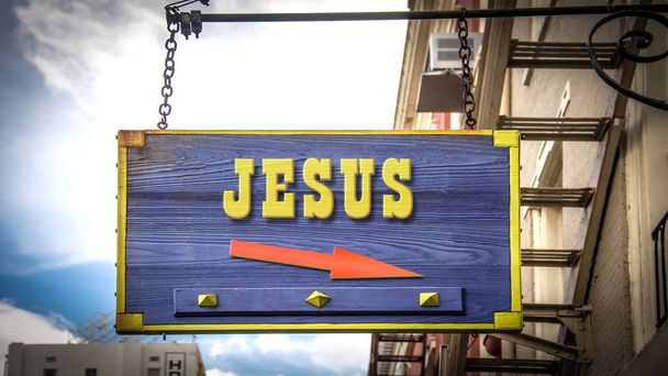 Straßenschild zu Jesus - Foto, Bild