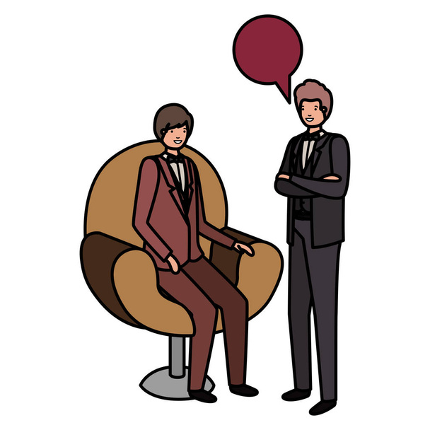 hombres de negocios con carácter avatar burbuja del habla
 - Vector, Imagen