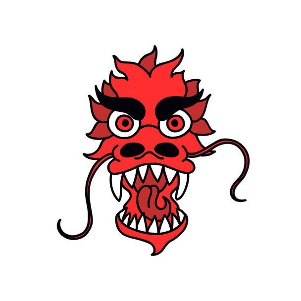 Chinese draak doodle pictogram - Vector, afbeelding