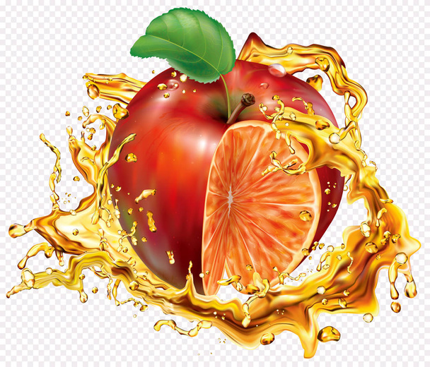 オレンジとリンゴのミックスジュース - ベクター画像
