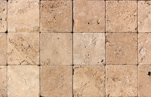 Wall of high quality travertine or thermolith. Blank for background or tile - Zdjęcie, obraz
