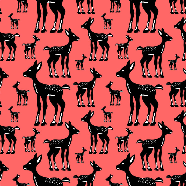 Seamless pattern with cute fawns - Vector, Imagen