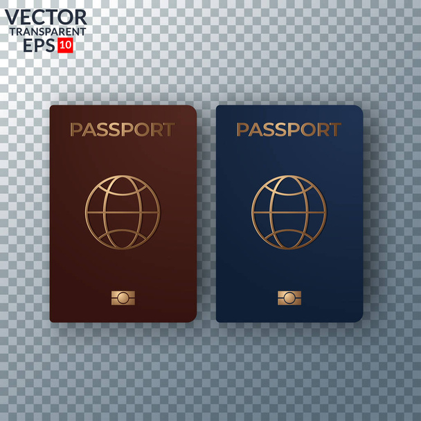 Vector illustration international passport with map isolated on transparent Background - Vector, Image