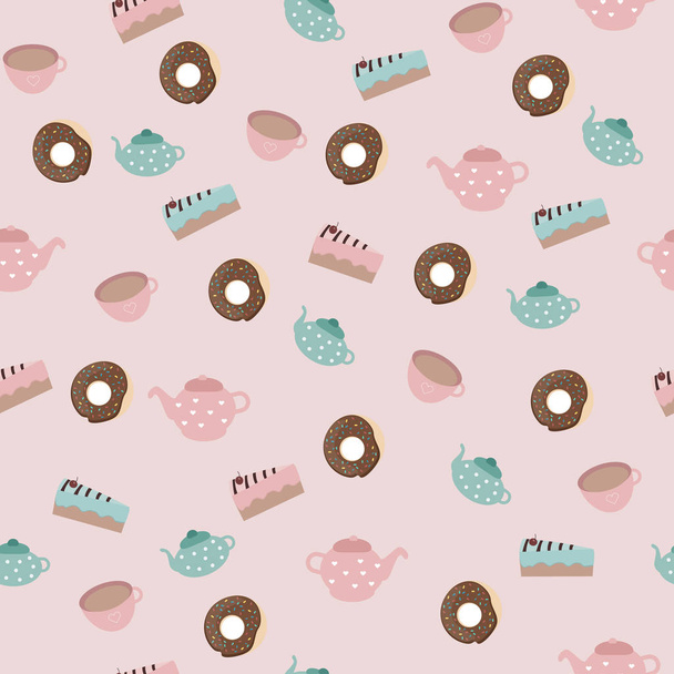 seamless pattern with food sweet cake  - Διάνυσμα, εικόνα