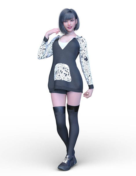 3D CG rendering of costume girl - Фото, изображение