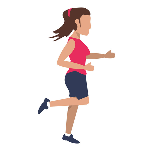 Fitness woman running sideview - Vector, Image