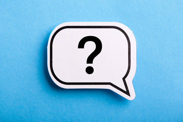 Question Mark Speech Bubble Isolated On Blue - Photo, Image
