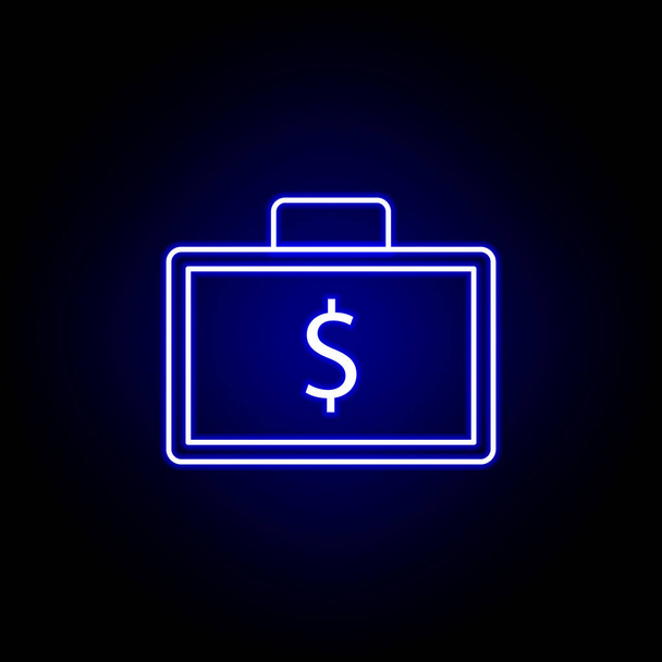 neon tarzıof çantası dolar simgesi. Finans illüstrasyon unsuru. İşaretler ve semboller simgesi web, logo, mobil uygulama, Ui, Ux için kullanılabilir - Vektör, Görsel
