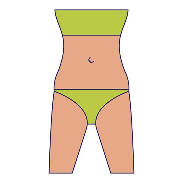 Woman body cartoon isolated blue lines - Vector, Image