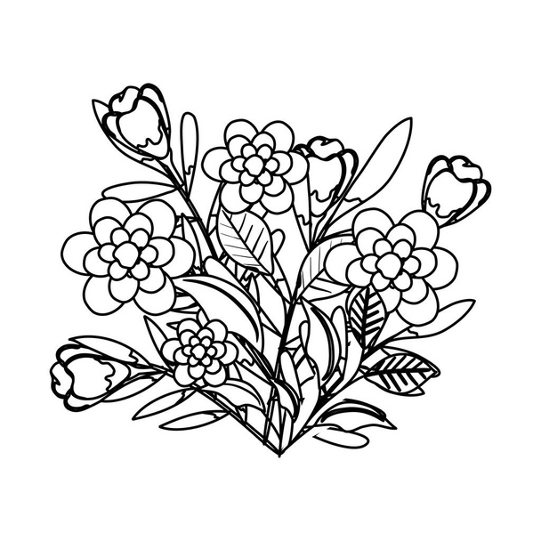 beautiful roses and leafs decoration - Vector, Image