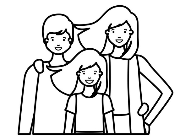 οικογένεια χαμογελάει και κουνώντας το χαρακτήρα avatar - Διάνυσμα, εικόνα