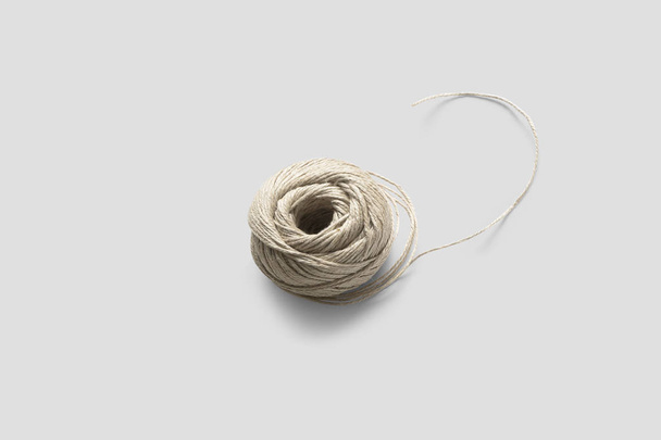 Ball of Thread isolated on soft gray background.3D rendering - Фото, зображення
