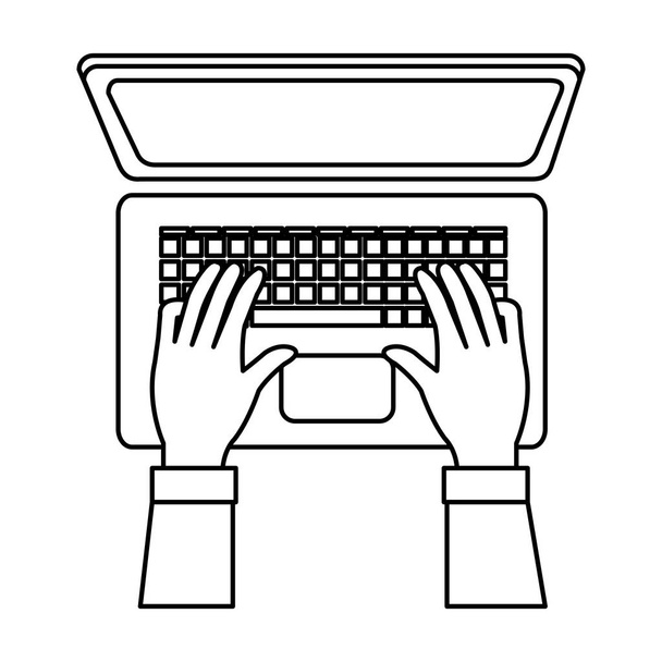 kannettava tietokone ja kädet kirjoittaminen
 - Vektori, kuva
