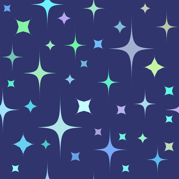 Seamless pattern with colorful stars on blue background. Christmas or new year background - Vettoriali, immagini
