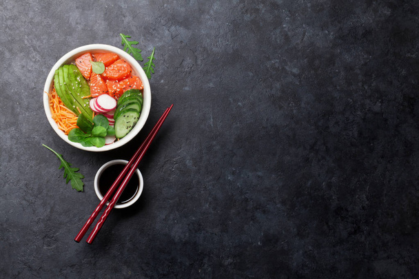 Poke bowl with salmon and vegetables - Photo, Image