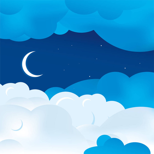 Background of sky with moon and clouds in soft pastels. - Vector, Image