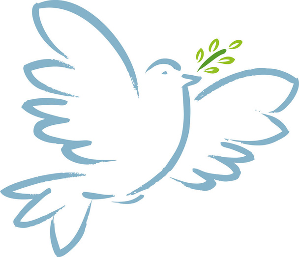 Paloma símbolo de la paz con rama de olivo. Estilo leñal
. - Vector, imagen