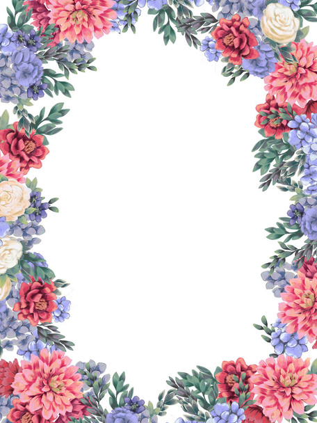 Floral frame for design save the date cards, invitations, posters and birthday decoration - Foto, Imagen