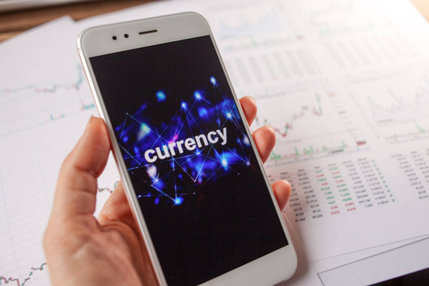 Trading on the currency exchange, concept. Reports and statistics, volatility of currency. - Photo, Image