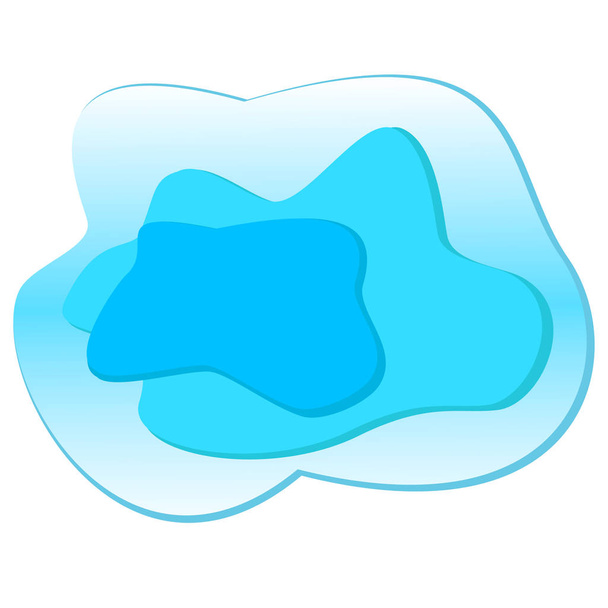Gelaagde blauwe vloeibare blobs. Abstracte plek als sjabloon voor logo achtergrond. lichte hemel Aqua vlek voor moderne kaart ontwerp. Achtergrond sjabloon voor flyer of banner - Vector, afbeelding