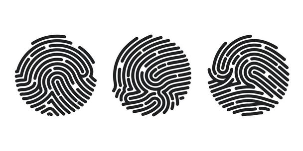 Набір піктограм Circle Fingerprint для застосування. Палець друкує плоске сканування. Векторні ілюстрації ізольовані на білому тлі
 - Вектор, зображення