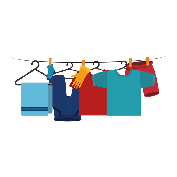 clothes drying on wire - Vector, Image