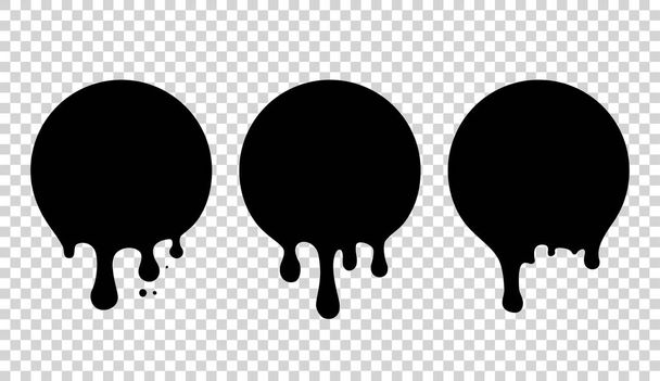 Current paint, stains. Current drops. Current inks. Paint dripping. Dripping liquid. Paint flows. Vector illustration. Color easy to edit. Transparent background. - Vector, Image