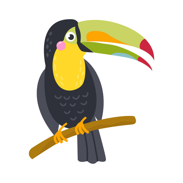 Vector cute African animal. Toucan. Funny character for kids. - Вектор,изображение