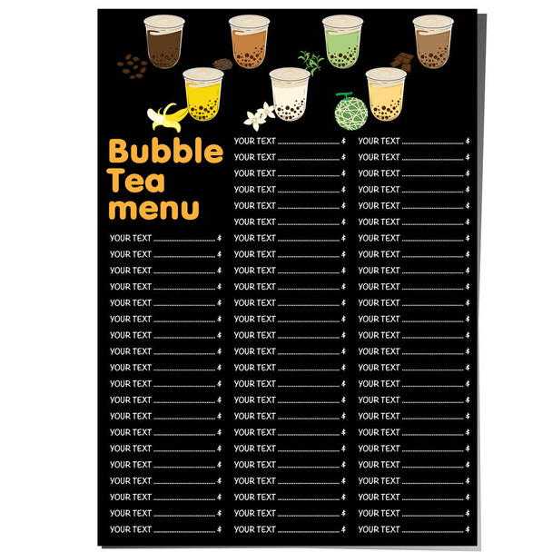 buborék tea menü grafikai sablon - Vektor, kép