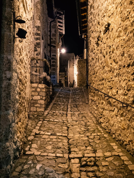 Santo Stefano di Sessanio night view, a small village in the Abruzzo region, Italy. - Фото, изображение