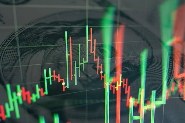 Свічка паличка графік графік торгівлі фондовим ринком інвестицій, дизайн концепції фондової біржі та фон
. - Фото, зображення