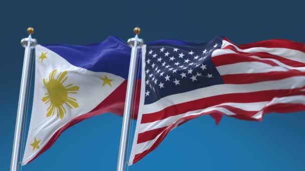 4k bezešvé Spojené státy americké a Filipíny, pozadí vlajky, USA Phi - Záběry, video