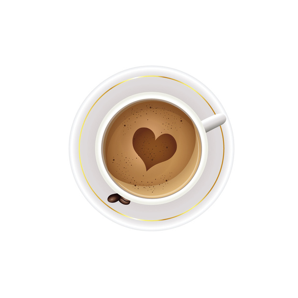 A cup of coffee with heart of foam - Vector, Image