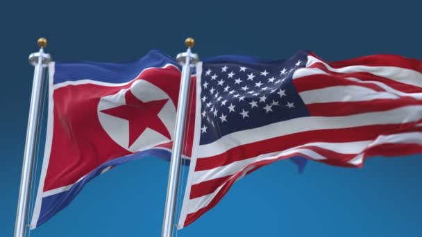 4k Seamless United States of America and North Korea Flag background,USA US PRK. - Footage, Video